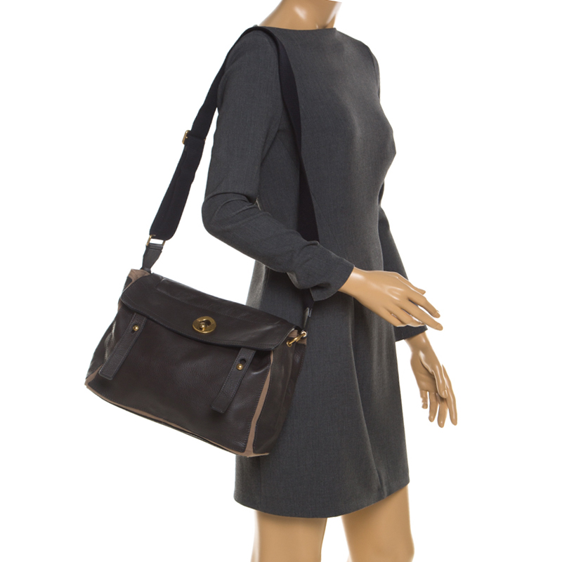 

Saint Laurent Paris Grey Leather and Fabric Muse Two Messenger Bag