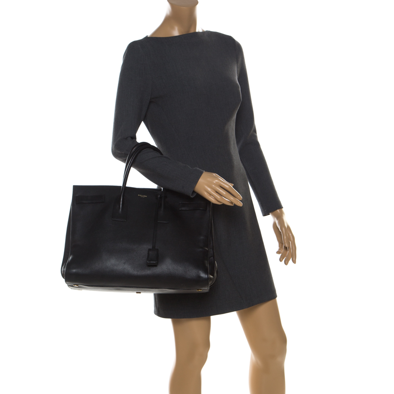 

Saint Laurent Black Leather Large Sac De Jour Tote
