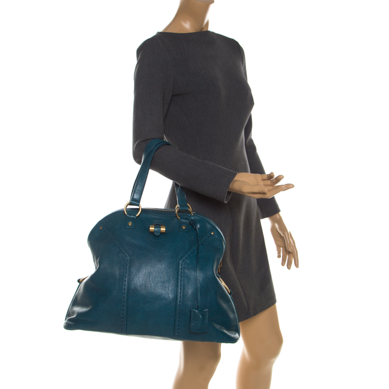 

Saint Laurent Green Leather Oversized Muse Bag
