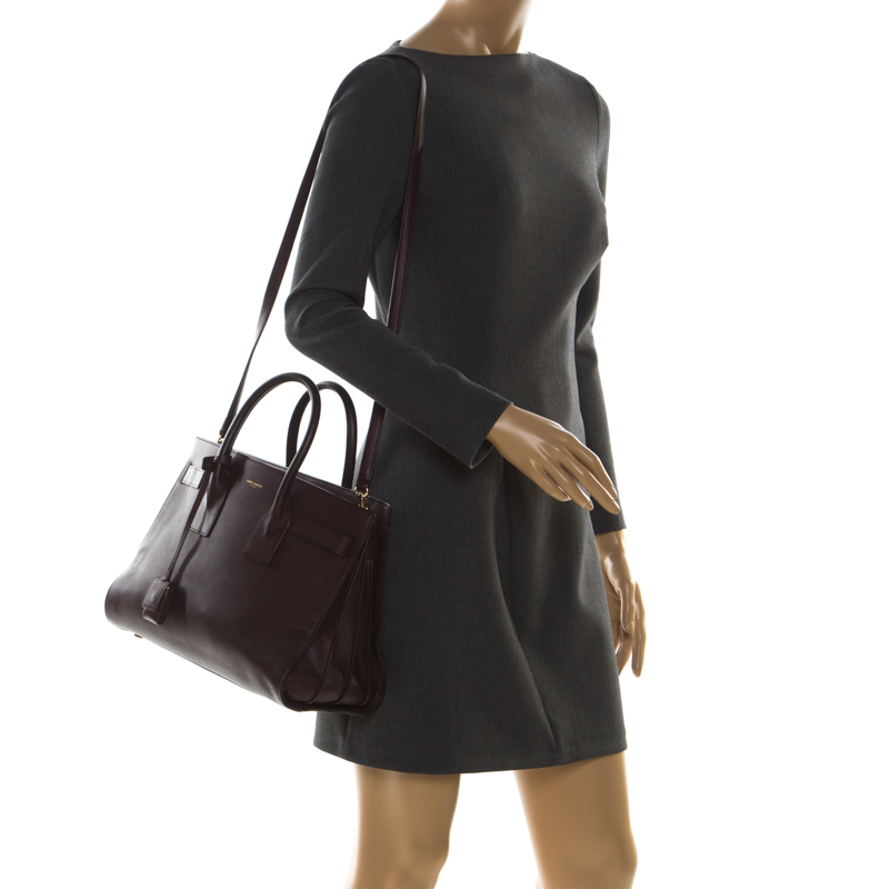 

Saint Laurent Burgundy Leather  Classic Sac De Jour Tote