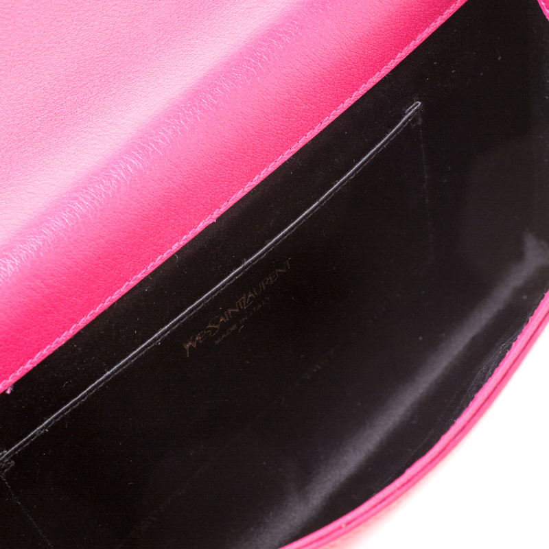 

Saint Laurent Magenta Leather Belle De Jour Flap Clutch, Pink