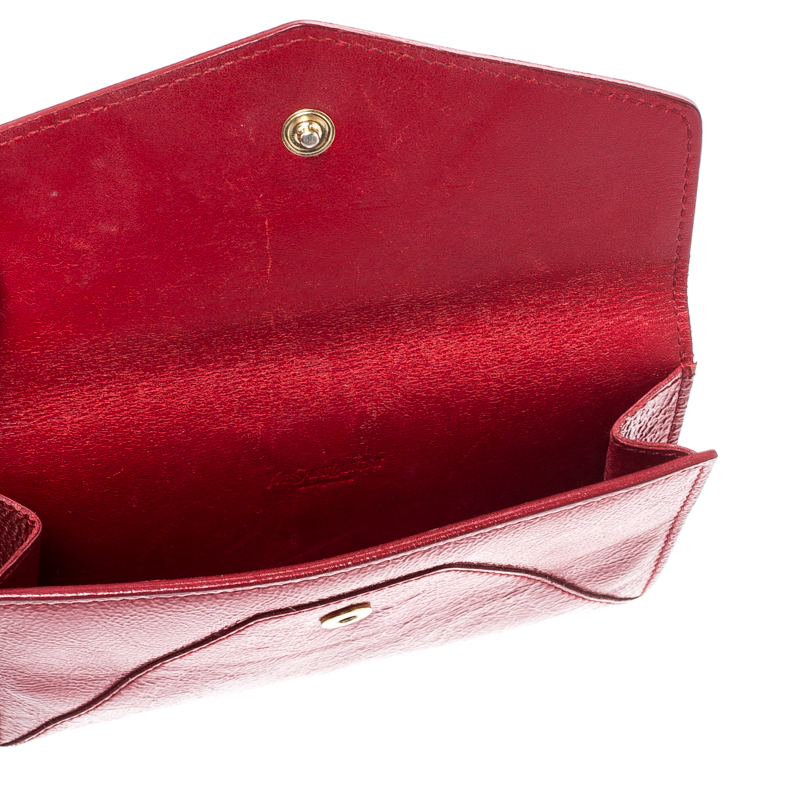 

Saint Laurent Paris Red Leather  Envelope Wallet