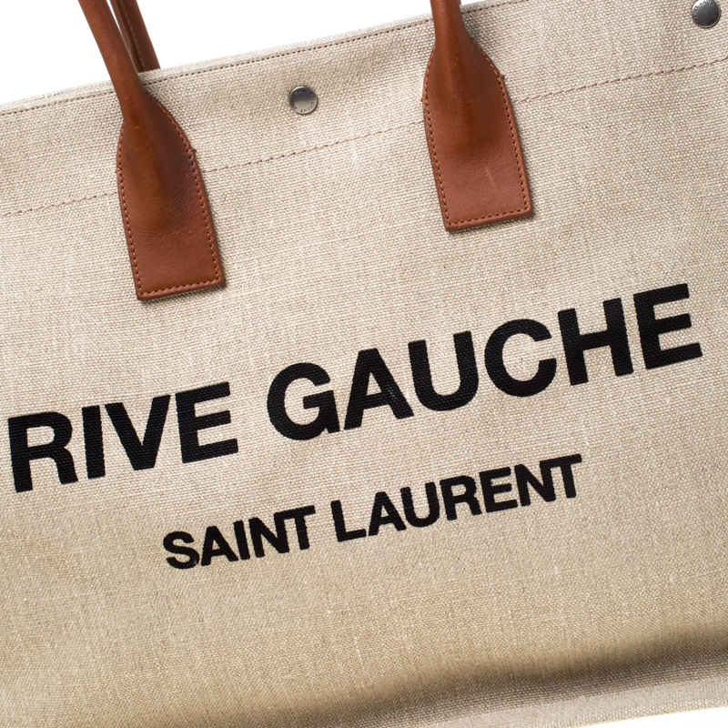 Rive gauche linen tote Saint Laurent Beige in Linen - 31406851