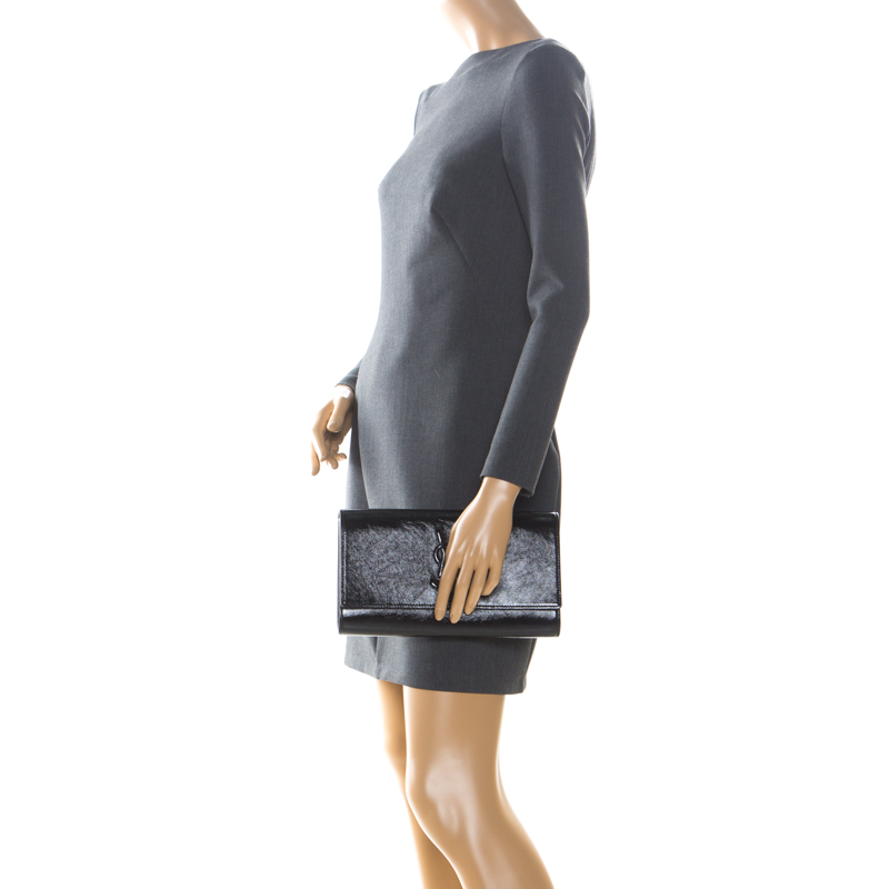 

Saint Laurent Black Patent Leather Belle De Jour Flap Clutch