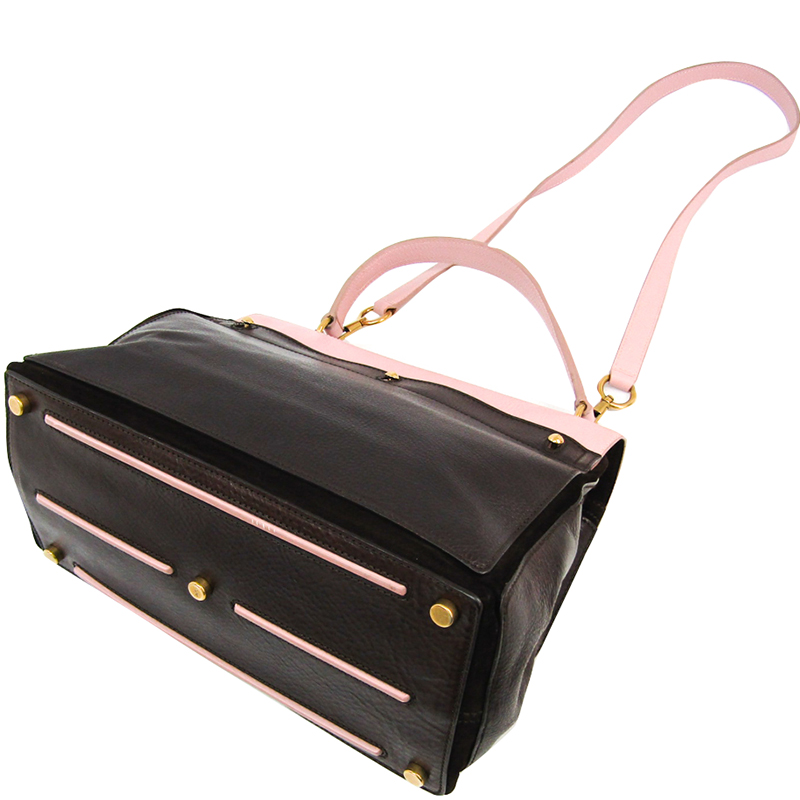 

Saint Laurent Paris Brown/Pink Leather Muse Satchel