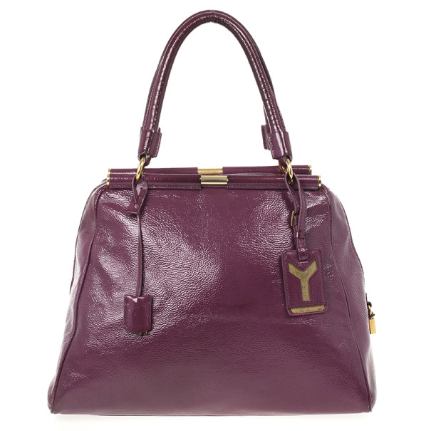 مملوكة مسبقًا Yves Saint Laurent Purple Patent Majorelle Medium Top Handle 