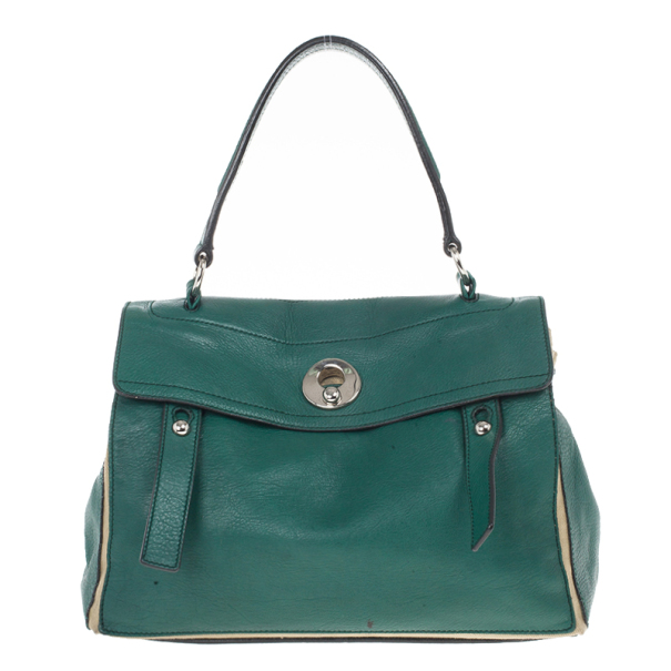 مملوكة مسبقًا Saint Laurent Paris Green Granulated Calf Leather New Muse Two Bag