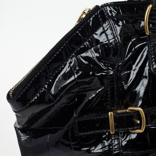 Yves Saint Laurent Black Patent Leather Large Downtown Tote at 1stDibs