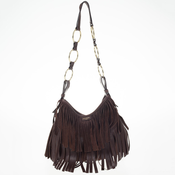 Pre Owned Yves Saint Laurent Brown Boheme Fringe Hobo