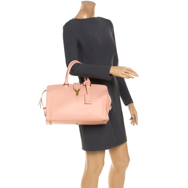 

Saint Laurent Coral Orange Leather  Cabas Chyc Tote