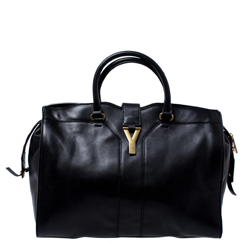 Saint Laurent Black Leather Large Cabas Chyc Satchel