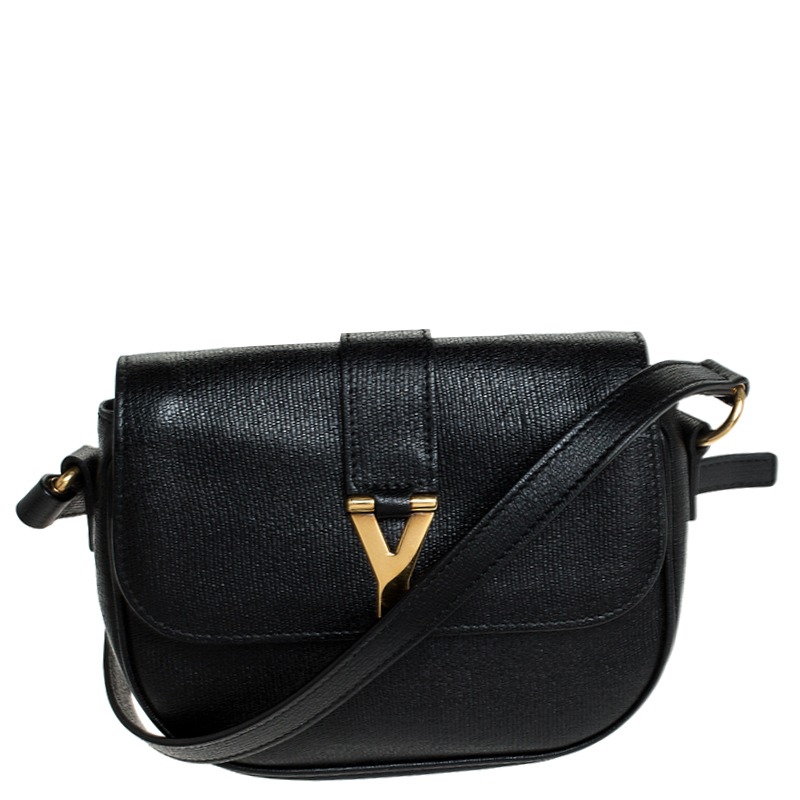 Saint Laurent Paris Black Leather Chyc Crossbody Bag