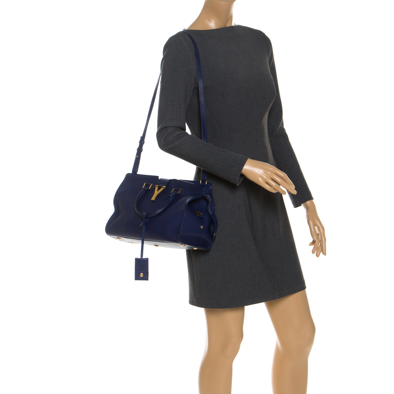 

Saint Laurent Paris Blue Leather  Cabas Chyc Tote