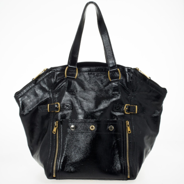 مملوكة مسبقًا Yves Saint Laurent Black Patent Leather Downtown Tote Bag