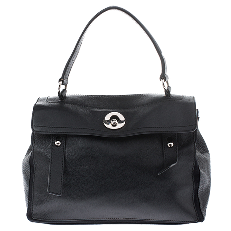 Pre Owned حقيبة سان لوران باريس موس متوسطة جلد نقش تمساح بيج