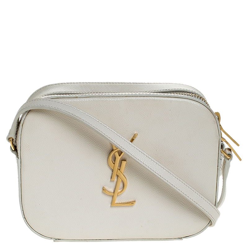 Saint Laurent Paris White Leather Monogramme Camera Crossbody Bag