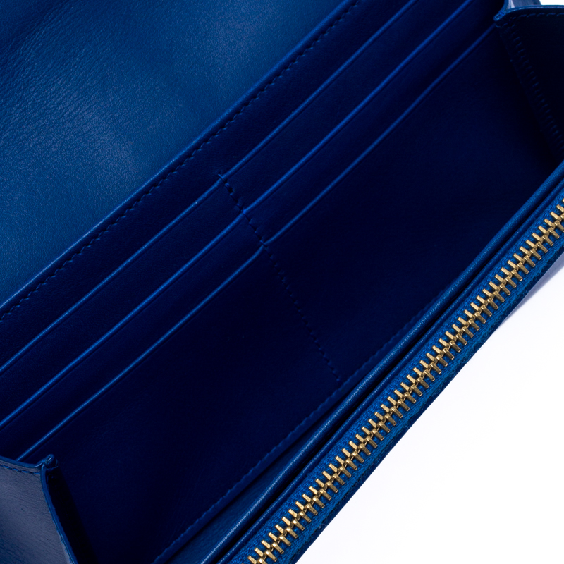 

Saint Laurent Paris Blue Leather Y-Ligne Flap Wallet