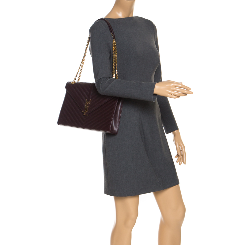 

Saint Laurent Paris Burgundy Matelasse Leather Large Cassandre Flap Bag