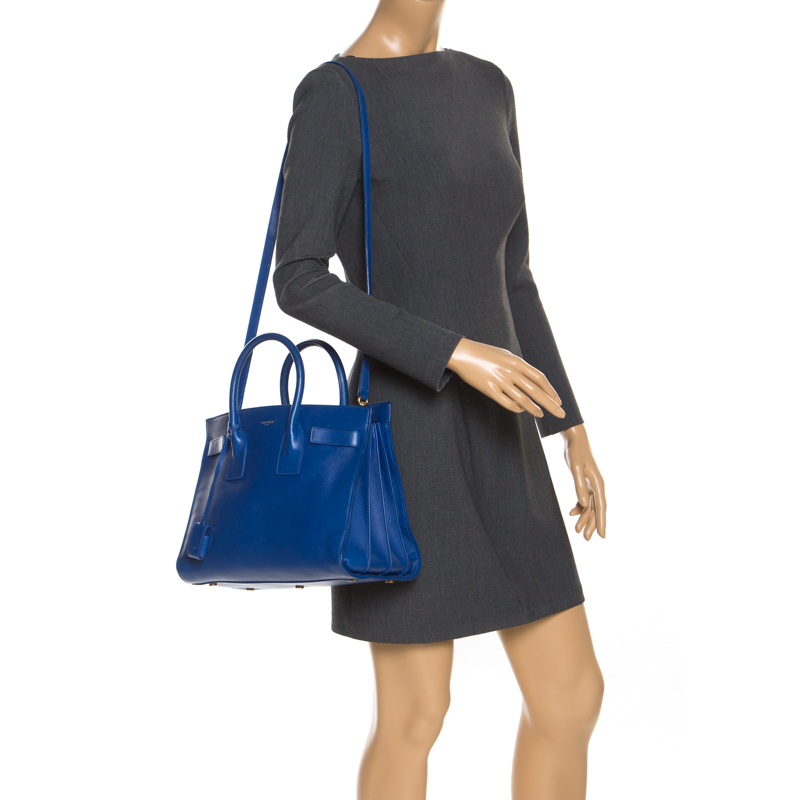 

Saint Laurent Blue Leather  Classic Sac De Jour Tote