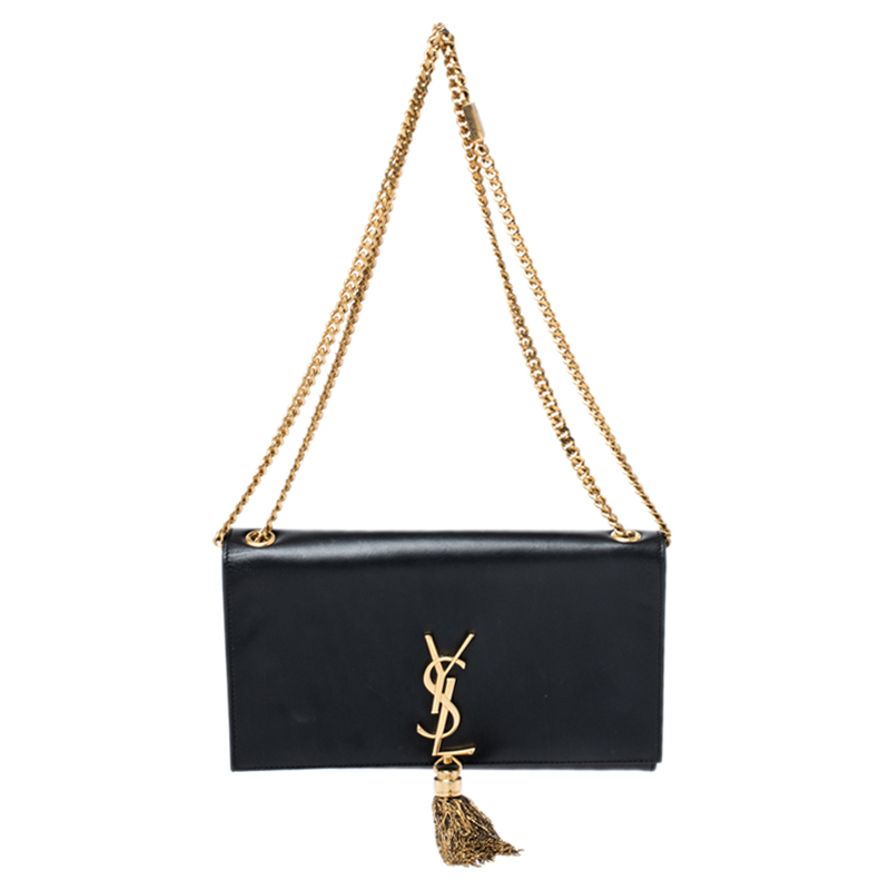 Saint Laurent Black Leather Medium Kate Tassel Shoulder Bag