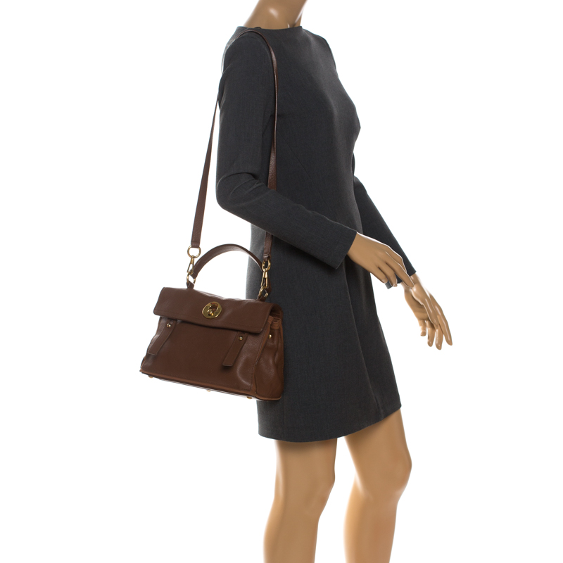 

Saint Laurent Brown Leather  Muse Two Top Handle Bag