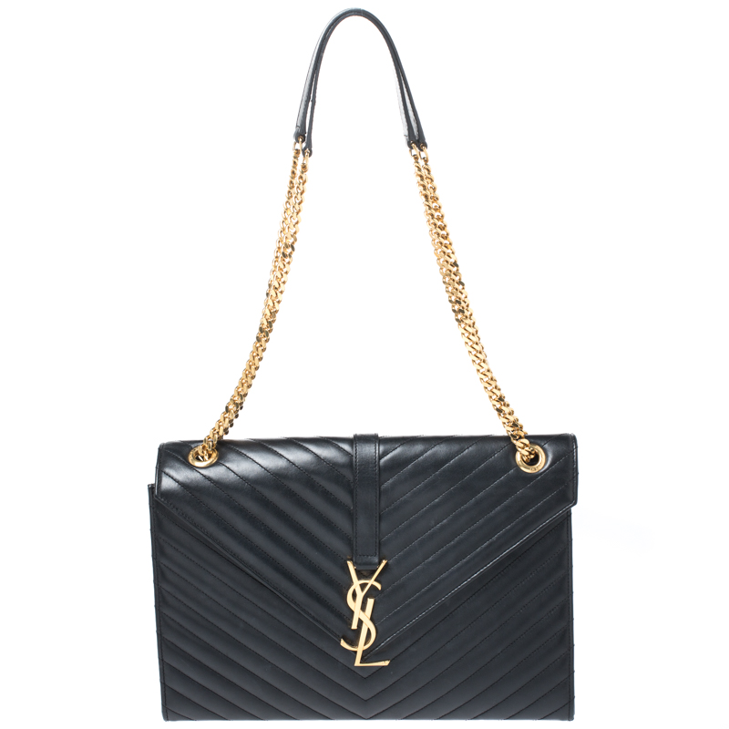 Pre Owned حقيبة سان لوران كاساندري كبيرة قلاب جلد ماتيلاس أسود