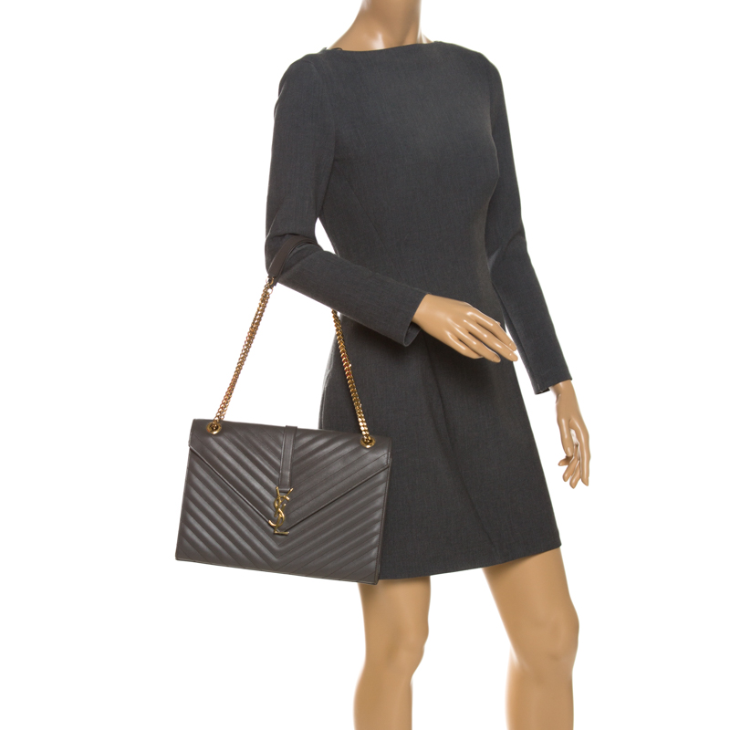 

Saint Laurent Grey Matelasse Leather  Cassandre Flap Bag