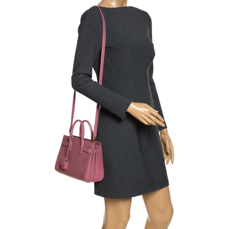 

Saint Laurent Pink Leather Nano Classic Sac De Jour Tote
