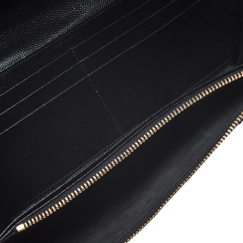

Saint Laurent Black Matelasse Leather Monogram Envelope Wallet