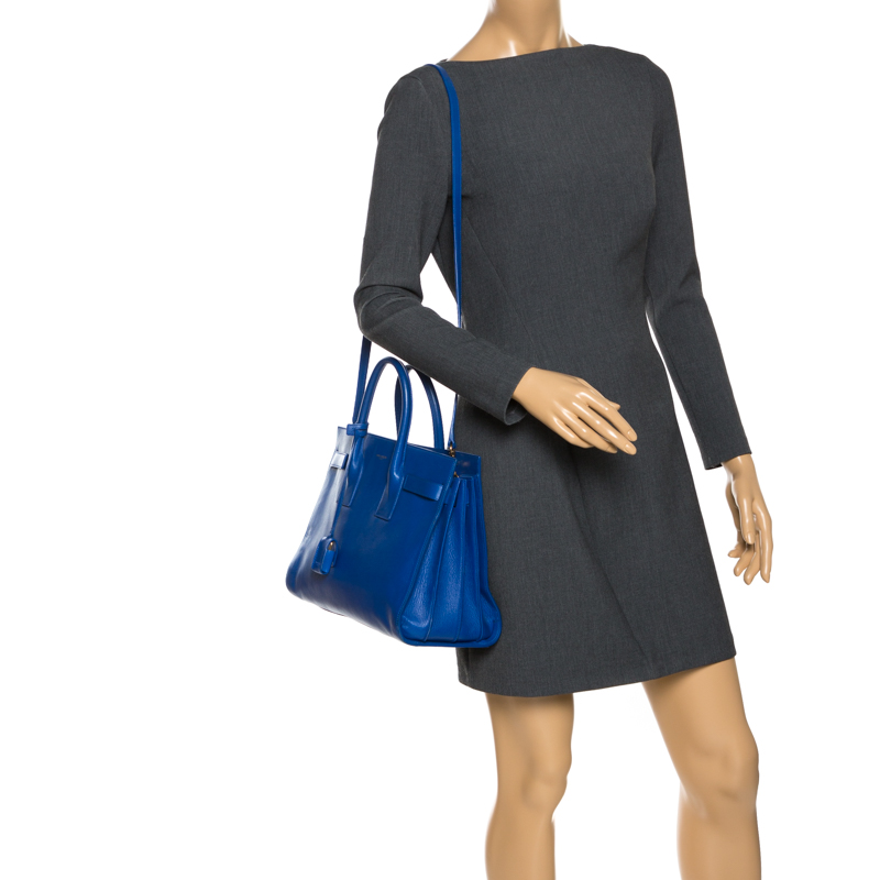 

Saint Laurent Blue Leather  Classic Sac De Jour Tote