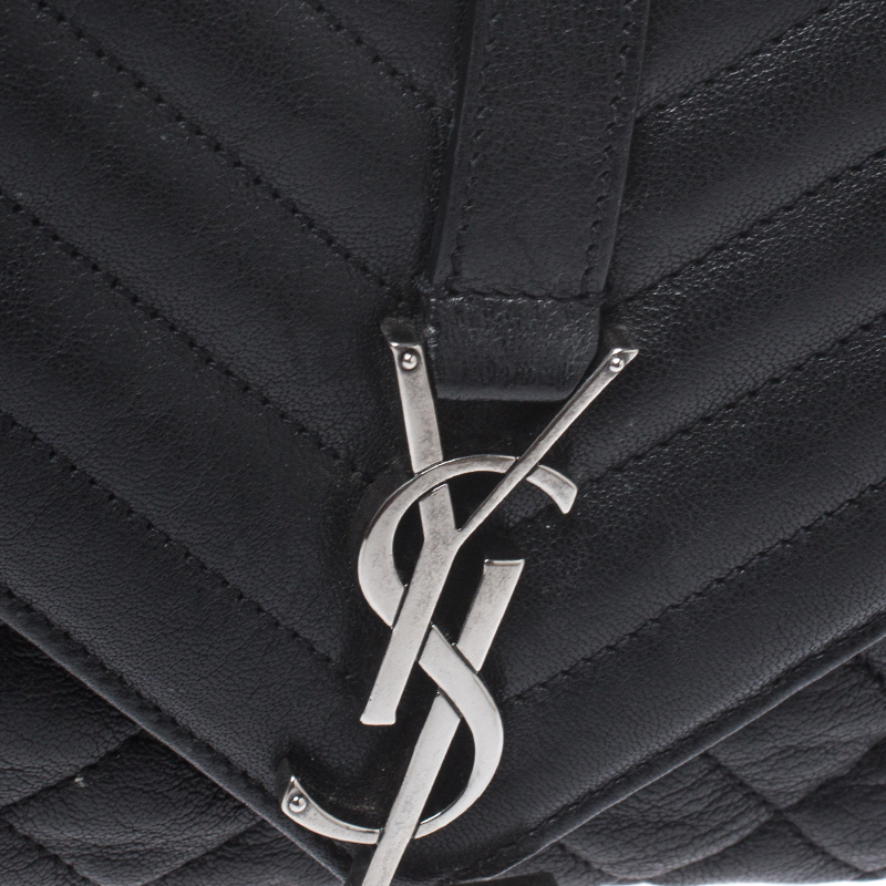 YSL Black Monogram Envelope Mix Quilted Medium Bag – The Closet