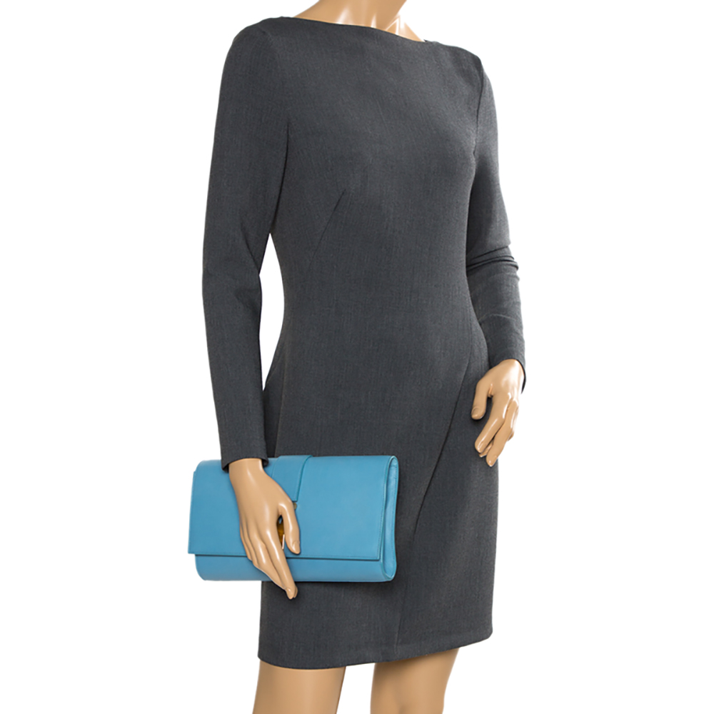 

Saint Laurent Light Blue Leather Ligne Y Clutch