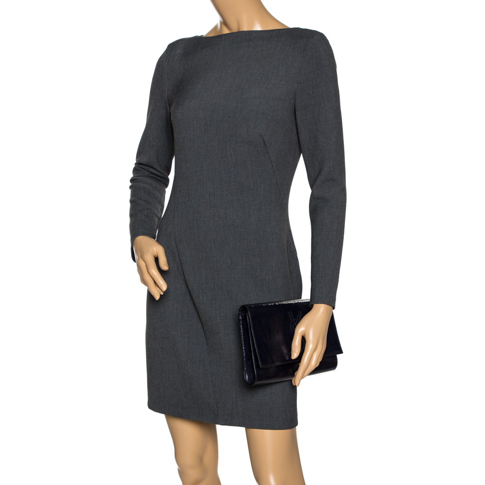 

Saint Laurent Navy Blue Patent Leather Belle De Jour Flap Clutch