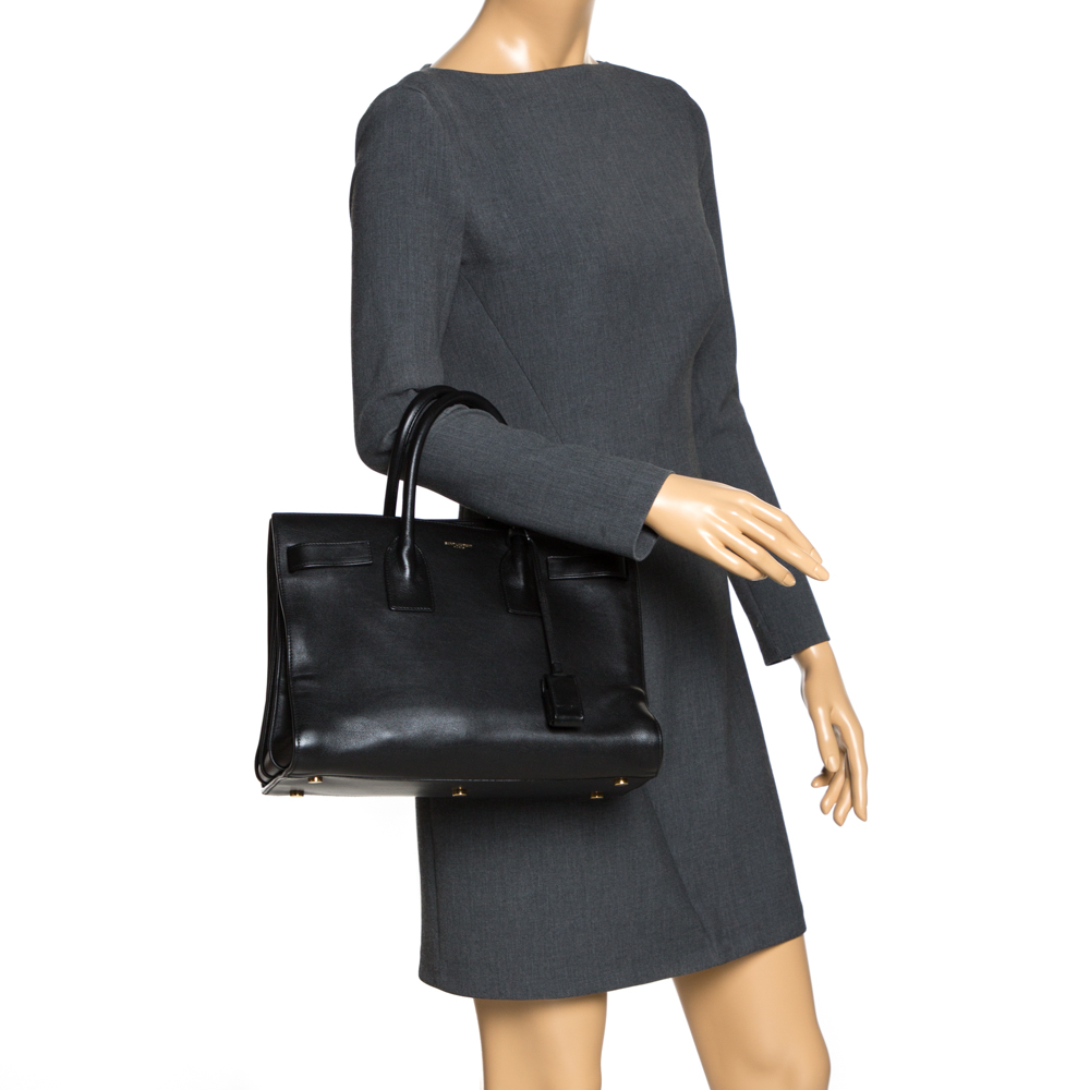 

Saint Laurent Black Leather Small Classic Sac De Jour Tote