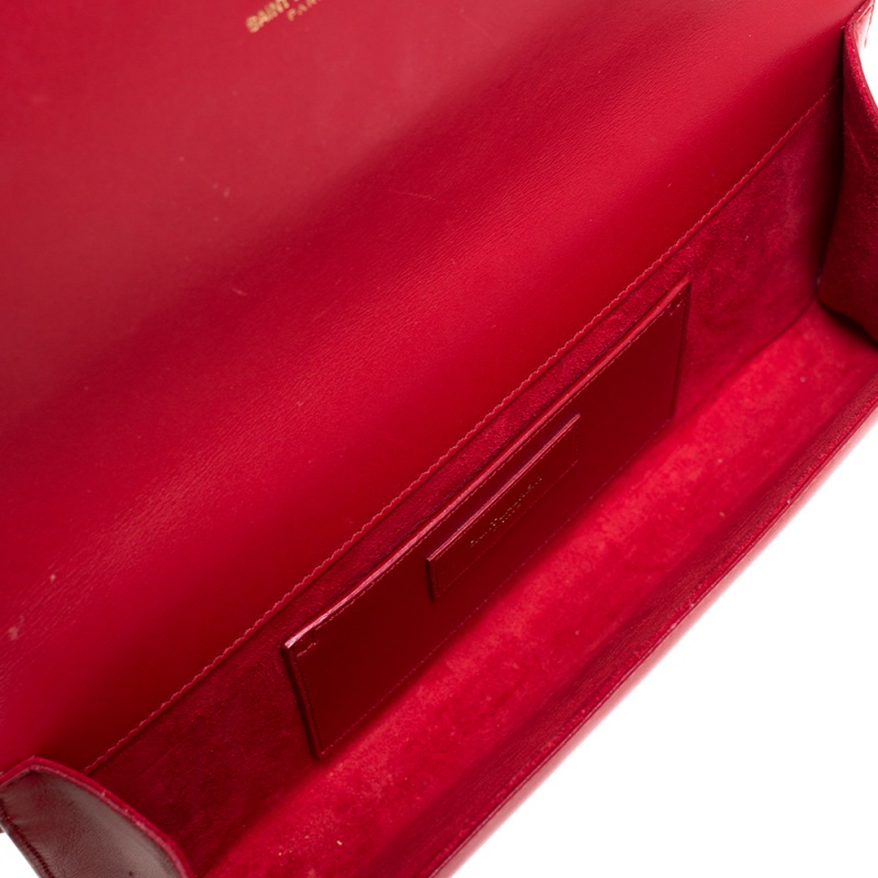 

Saint Laurent Red Leather Kate Monogram Clutch