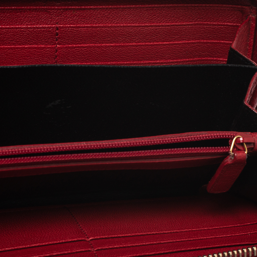 

Saint Laurent Red Leather Belle de Jour Zip Around Wallet