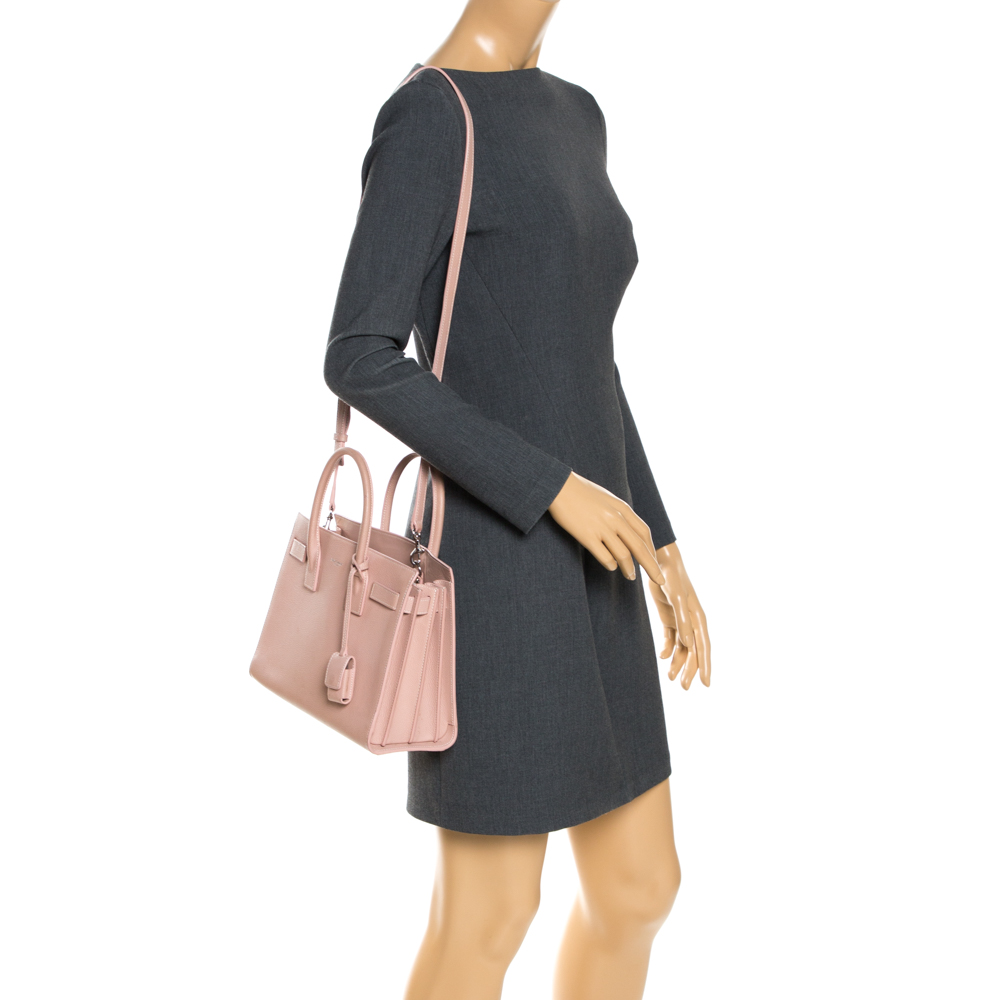 

Saint Laurent Pink Leather Baby Classic Sac De Jour Tote
