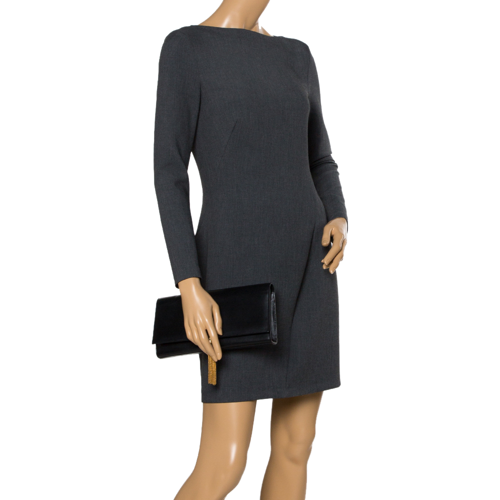

Saint Laurent Black Leather Kate Tassel Clutch