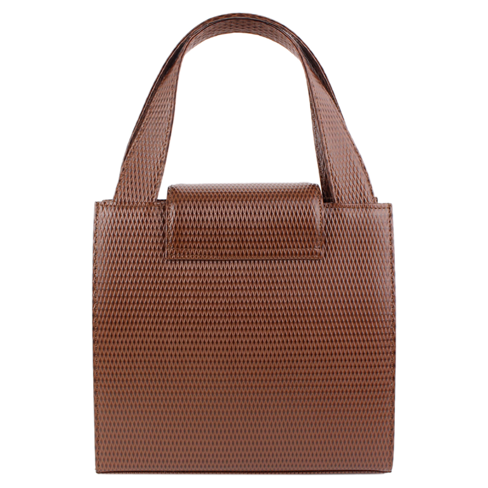 

Saint Laurent Brown Embossed Leather Top Handle Bag