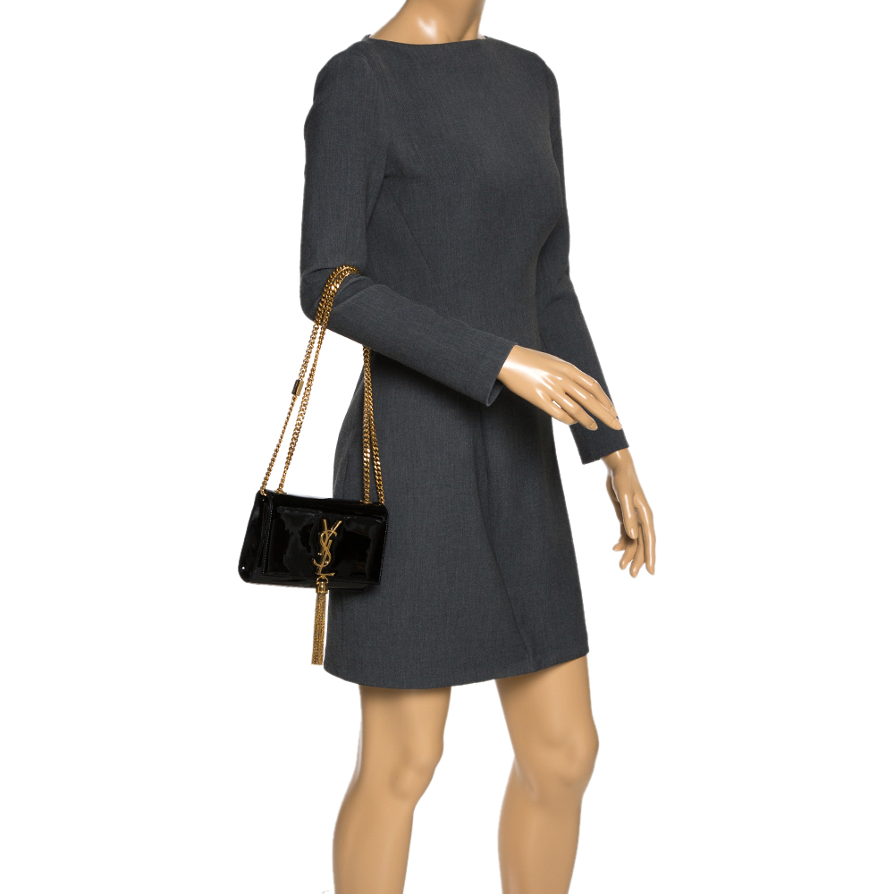 

Saint Laurent Paris Black Patent Leather Small Kate Tassel Crossbody Bag