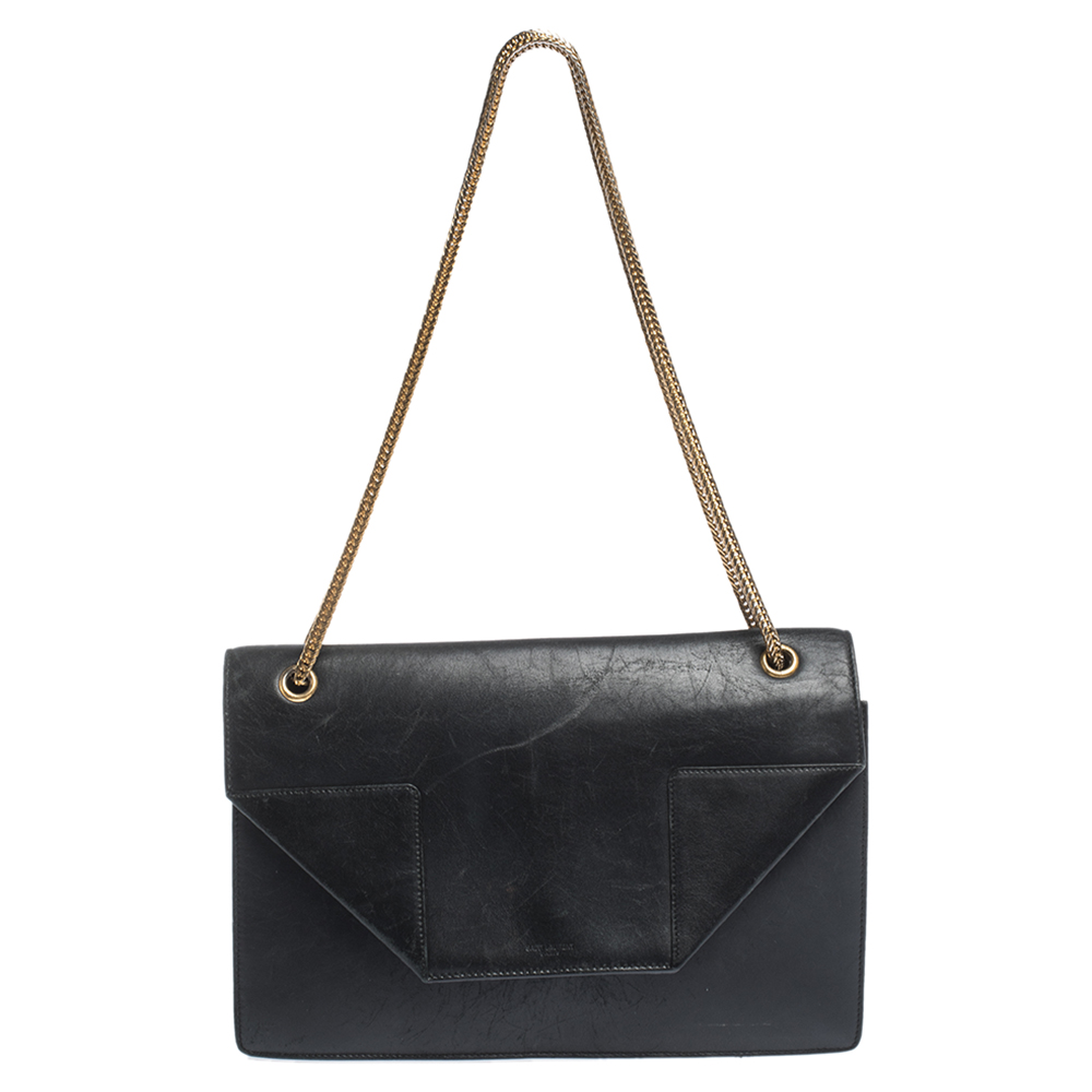 Pre Owned Saint Laurent Paris Black Leather Betty Shoulder Bag
