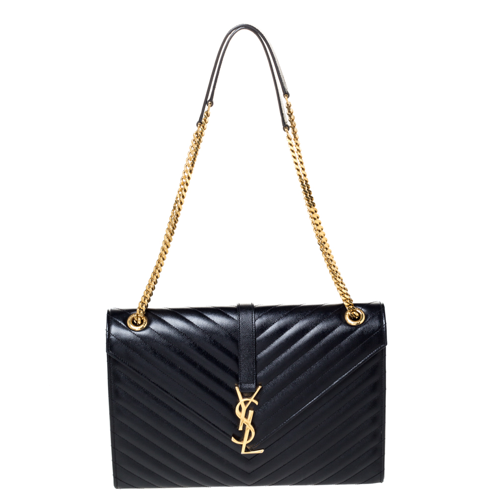 مملوكة مسبقًا حقيبة كتف سان لوران مغلف مونوغرامية جلد عنابية