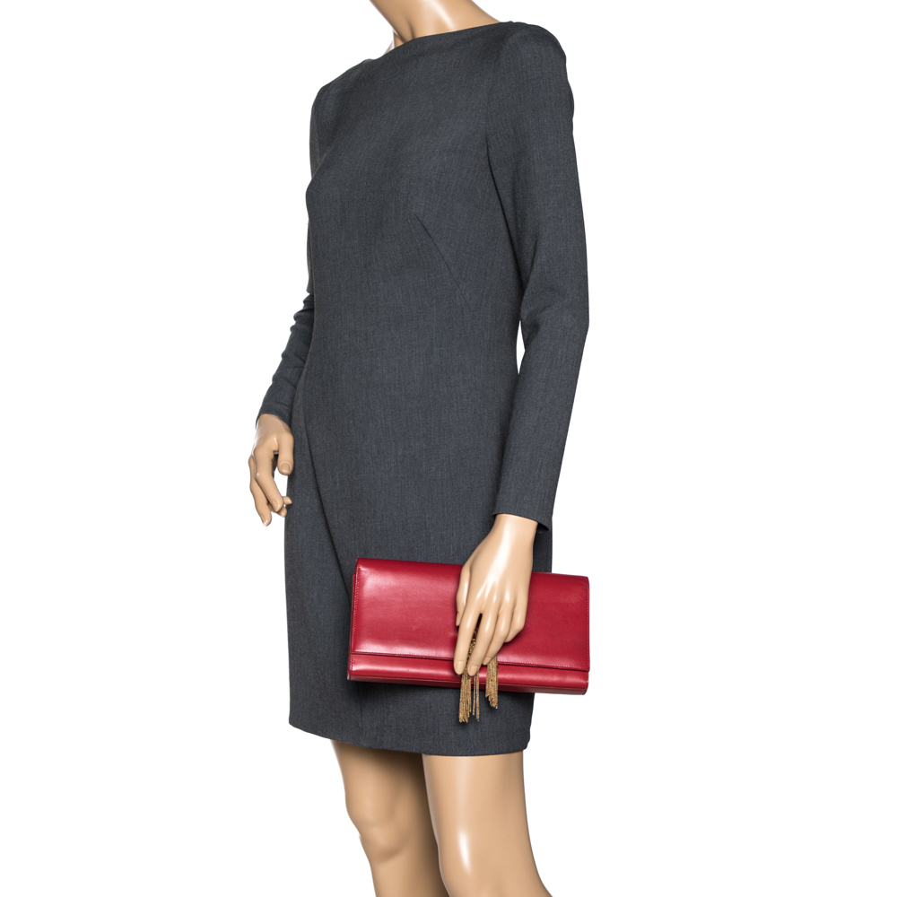 

Saint Laurent Red Leather Kate Tassel Clutch