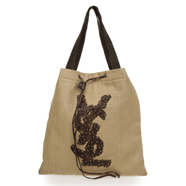 مملوكة مسبقًا Yves Saint Lauren Brown Jute Tote