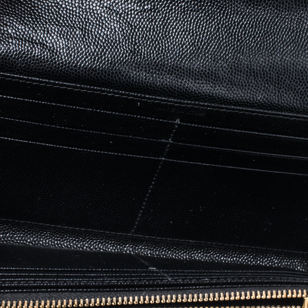 

Saint Laurent Black Matelasse Leather Monogram Envelope Wallet