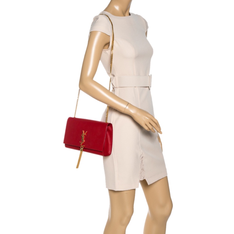 

Saint Laurent Red Leather Medium Kate Tassel Shoulder Bag