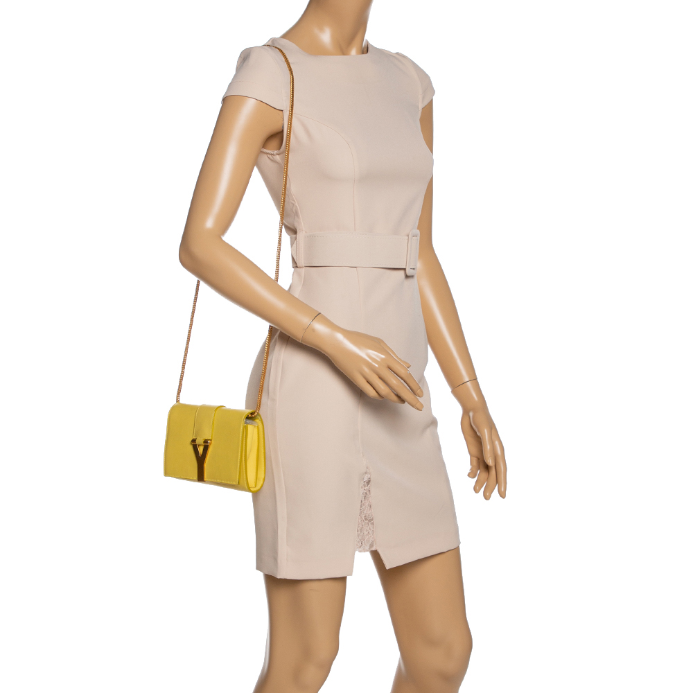

Saint Laurent Yellow Leather Y-Ligne Wallet on Chain