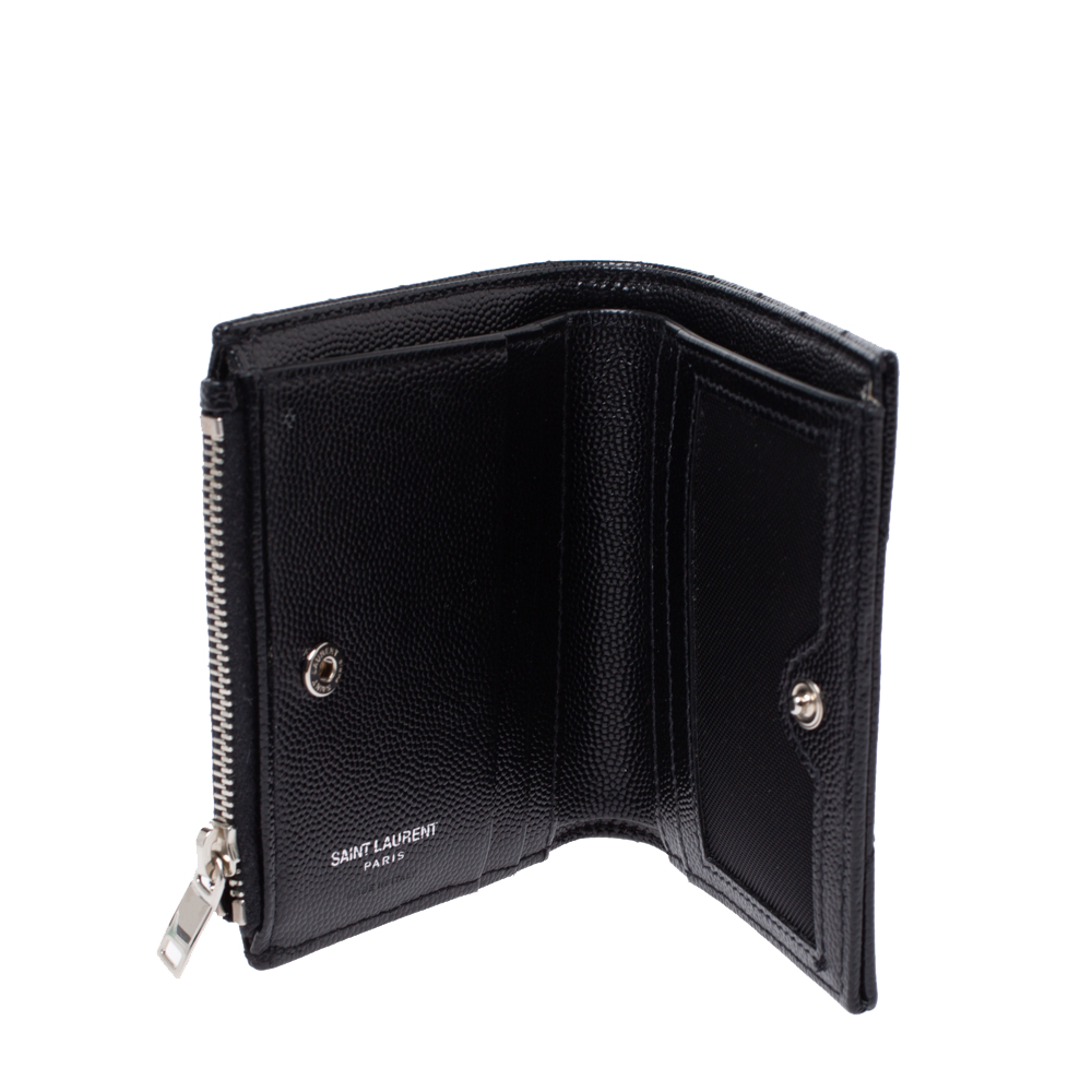 

Saint Laurent Black Matelassé Leather Monogram Wallet