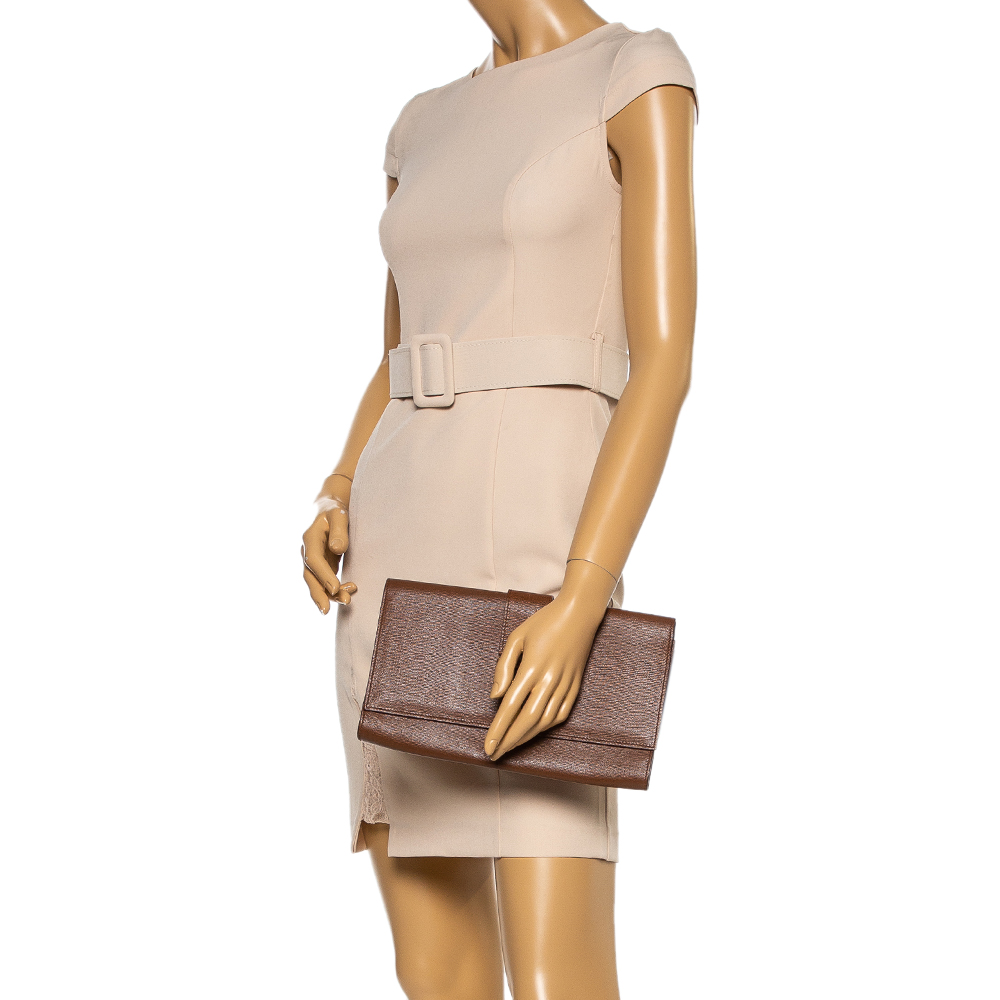 

Saint Laurent Brown Leather Y-Ligne Clutch