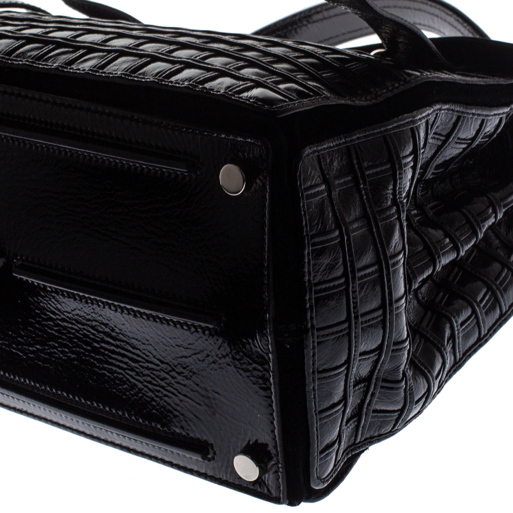 Saint Laurent Black Patent Leather Grid Muse Two Top Handle Bag Saint  Laurent Paris